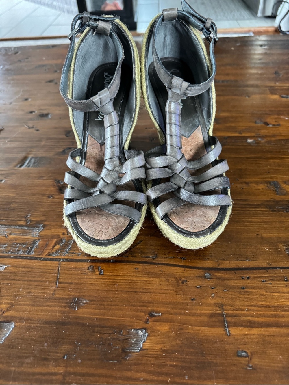 Sam Edelman Brown Leather Strappy Espadrille Wedge Sandals